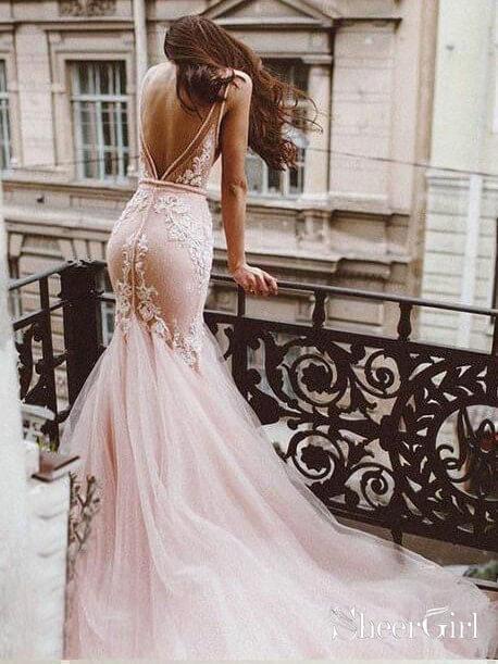 Sexy Pink Tulle Mermaid Wedding Dresses ...